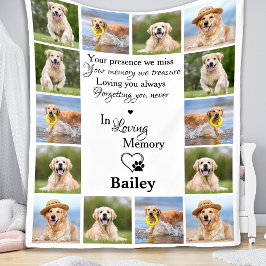 Pet Memorial Memory Hund Loss Photo Collage Fleecefilt