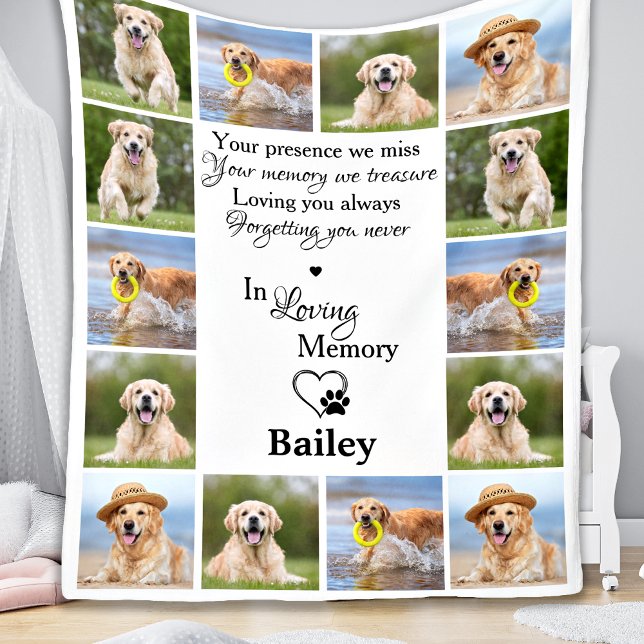 Pet Memorial Memory Hund Loss Photo Collage Fleecefilt (Skapare uppladdad)