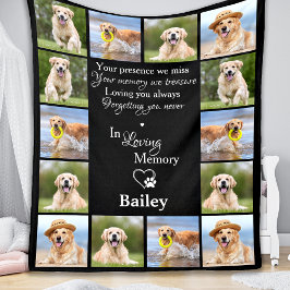 Pet Memorial Memory Keepsaké Photo Collage Fleecefilt