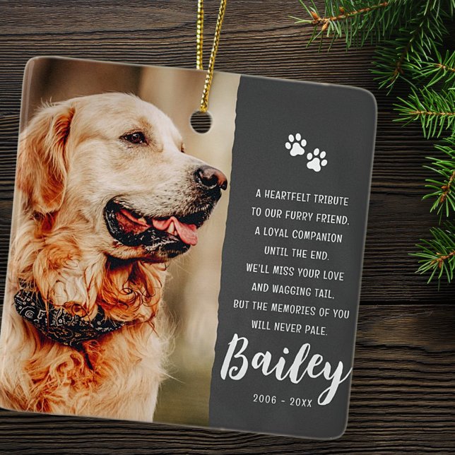 Pet Memorial Memory Modern Simple Photo Julgransprydnad Keramik (Skapare uppladdad)