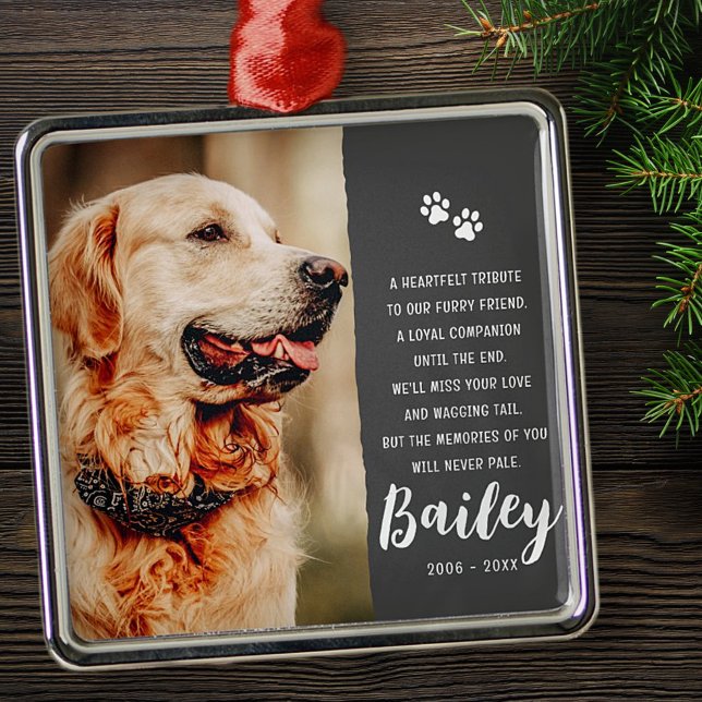 Pet Memorial Memory Modern Simple Photo Julgransprydnad Metall (Skapare uppladdad)