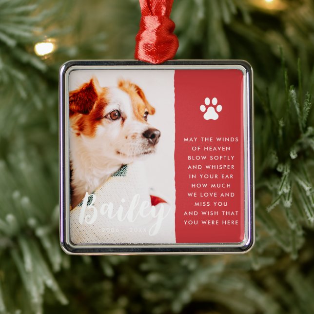 Pet Memorial Memory Quote Modern Simple Photo Julgransprydnad Metall (Träd)