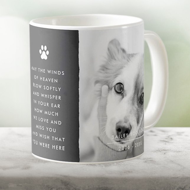 Pet Memorial Memory Quote Modern Simple Photo Kaffemugg (Skapare uppladdad)