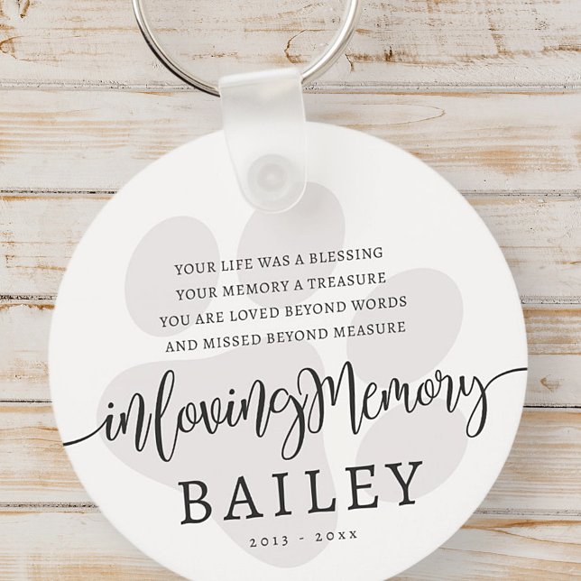 Pet Memorial Modern Elegant Enkel Chic Tass Nyckelring (Skapare uppladdad)