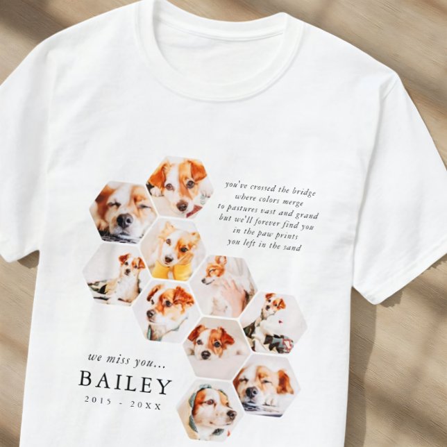 Pet Memorial Modern Simple 10 Photo Collage T Shirt (Skapare uppladdad)