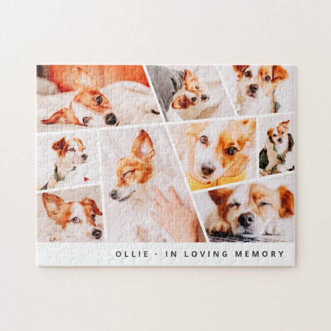 Pet Memorial Modern Simple Chic 9 Photos Collage Pussel (Horisontell)
