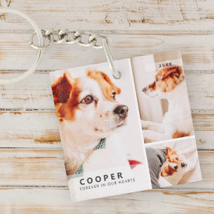 Pet Memorial Modern Simple Geometric Photo Collage Nyckelring