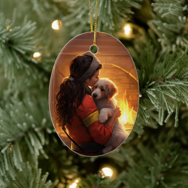 Pet Memorial Ornament, Papillon Hund Mamma Gift Julgransprydnad Keramik (Träd)