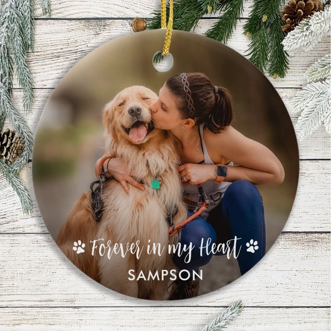 Pet Memorial Personlig 2 Photo Tass avtryck Hund Julgransprydnad Keramik (Skapare uppladdad)