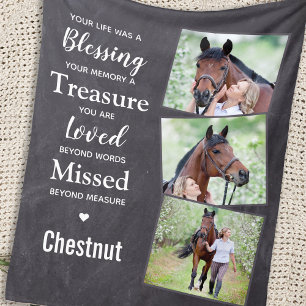 Pet Memorial Personlig 3 Horse Photo Collage Fleecefilt