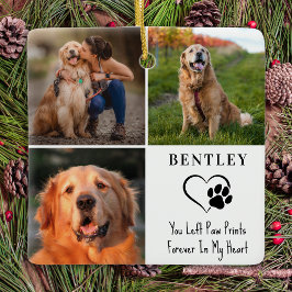 Pet Memorial Personlig 3 Photos Tass avtryck Hund Julgransprydnad Keramik