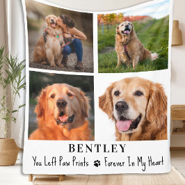Pet Memorial Personlig 4 Photo Collage Hund Fleecefilt