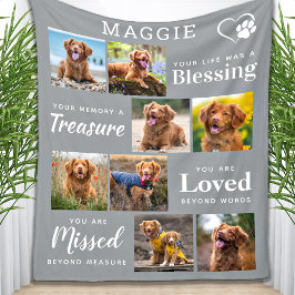 Pet Memorial Personlig Sympathy 8 Photo Collage Fleecefilt