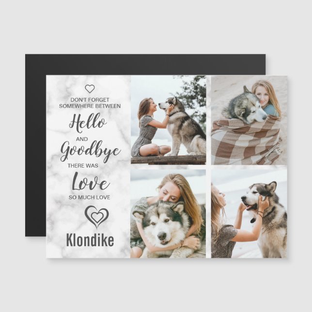 Pet Memorial Pet Loss Fotokollage Magnetisk Inbjudningskort (Fram/baksida)