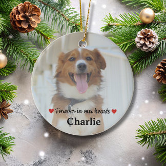 Pet Memorial Pet Loss Keepsaké Gift Hund Photo Cer Julgransprydnad Keramik