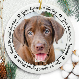 Pet Memorial Pet Loss Keepsaké Gift Hund Photo Julgransprydnad Keramik