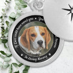 Pet Memorial Pet Loss Keepsaké Sympathy Photo Berlockhalsband<br><div class="desc">Ät din bästa vän med en anpassningsbar, ett foto med ett minneskort. Det här unika minneskortet för husdjur är den perfekt som du själv, familj eller vänner får för att betala hyllningen till din kära. Den här minneslåset i hund har en enkel svartvit design med dekorativa skript. Citat: "Om Kärlek...</div>