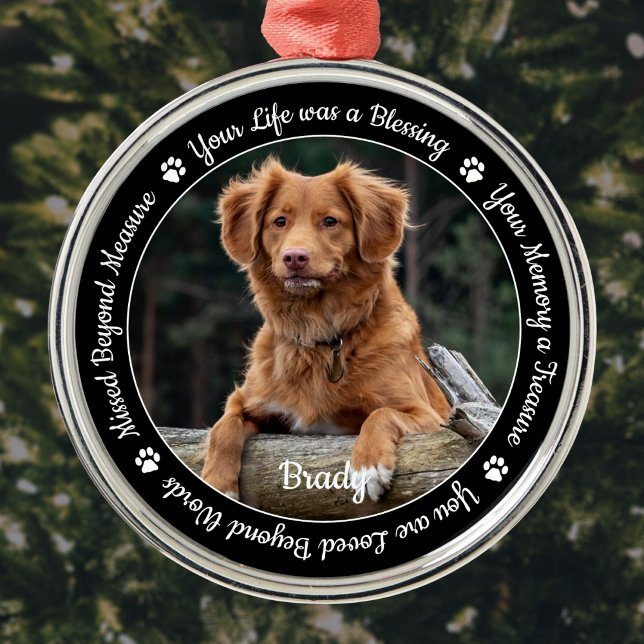 Pet Memorial Pet Loss Memory Gift Hund Photo Julgransprydnad Metall (Skapare uppladdad)