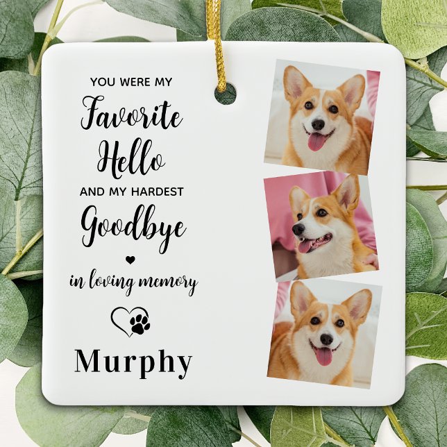 Pet Memorial Pet Loss Personlig 3 Hund Foto Julgransprydnad Keramik (Skapare uppladdad)