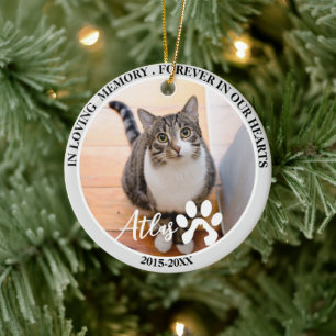 Pet Memorial Pet Loss Personlig Cat Photo Julgransprydnad Keramik