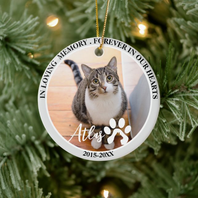 Pet Memorial Pet Loss Personlig Cat Photo Julgransprydnad Keramik (Träd)
