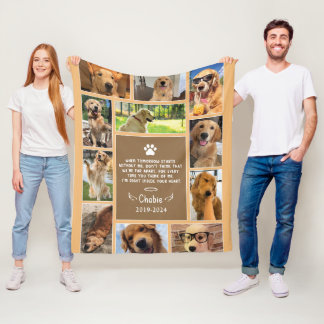 Pet Memorial Photo Collage Blanket Fleecefilt