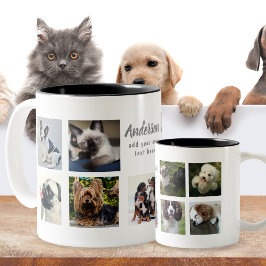 Pet Memorial PHOTO COLLAGE Gift - LÄGG TILL TEXT Två-Tonad Mugg