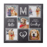 Pet Memorial Photo Collage Hund Kakelplatta<br><div class="desc">Fira din bästa vän med en anpassningsbar med en minnesplatta för foto i ett grått-skiffer. Denna unika, monogrammerade, inledande och namn-minnesplatta för husfoto är perfektens gåva till dig själv, familj eller vänner för att hedra de älskade. Vi hoppas att din minnesplatta i hund kommer att ge dig glädje, fred och...</div>