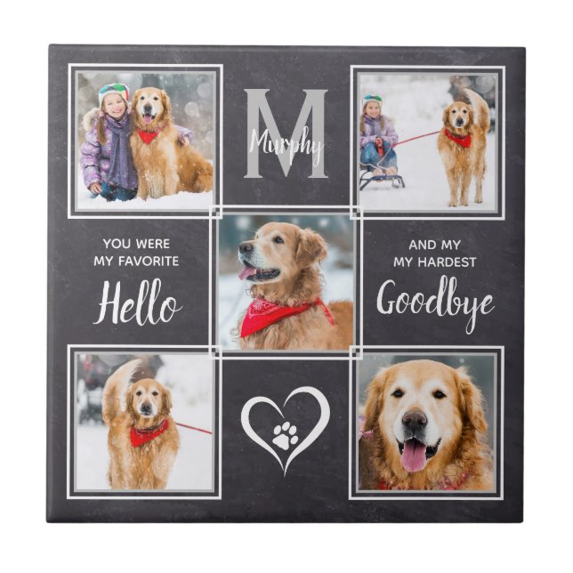 Pet Memorial Photo Collage Hund Kakelplatta (Framsidan)