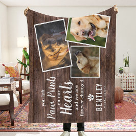 Pet Memorial Photo Collage & Quote Keepsak Rustic Fleecefilt