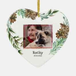 Pet Memorial Photo jul Heart Ceramic Ornamen Julgransprydnad Keramik