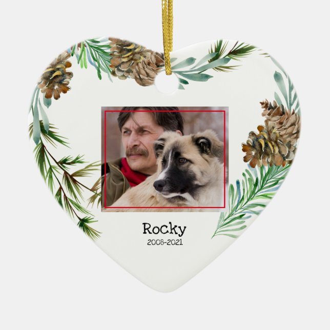 Pet Memorial Photo jul Heart Ceramic Ornamen Julgransprydnad Keramik (Framsidan)