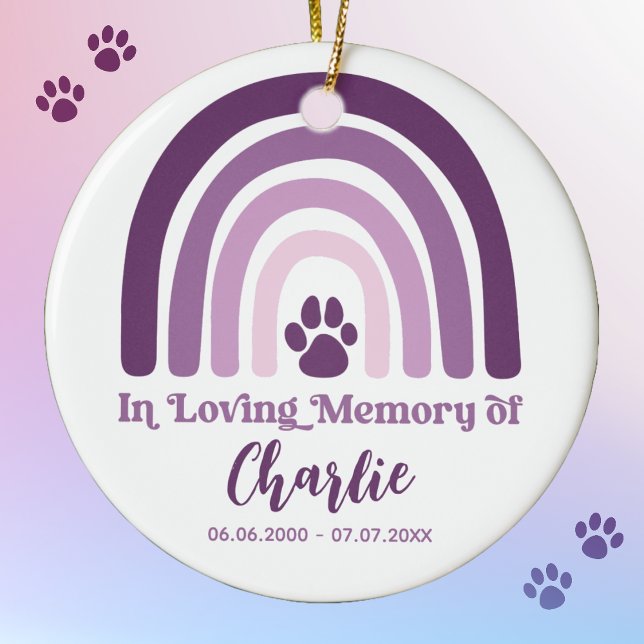 Pet Memorial Photo Keepsaké Julgransprydnad Keramik (The Pet Memorial Photo Rainbow Keepsake Ornament is a heartfelt way to remember and honor your belov)