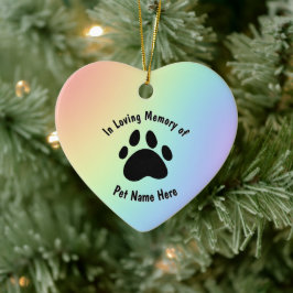 Pet Memorial Rainbow Heart Julgransprydnad Keramik