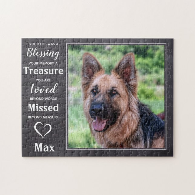 Pet Memorial - Rustic Slate - Sympathy Quote Hund Pussel (Horisontell)