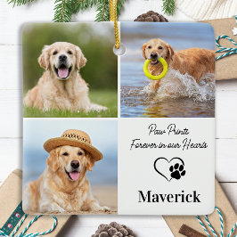 Pet Memorial Sympathy Personlig 3 Photo Collage Julgransprydnad Keramik