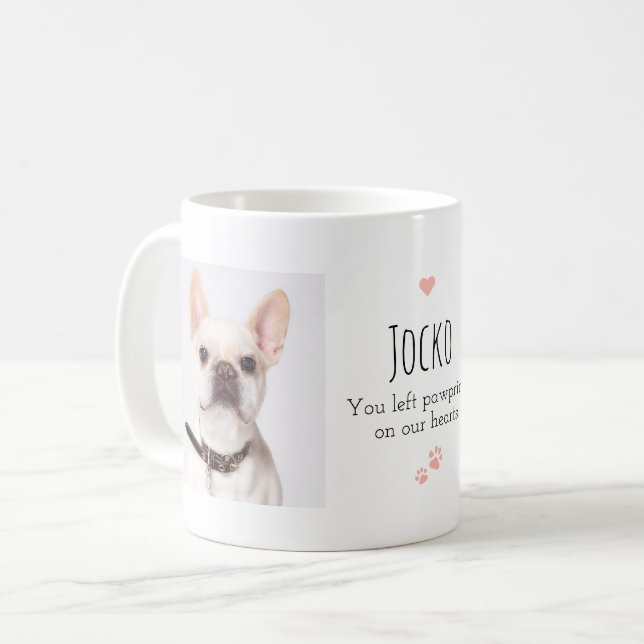 Pet Memorial Tass avtryck på Dubblan Hearts Photo Kaffemugg (Framsida vänster)