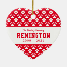 Pet Memorial Tass Bright Red Fullt Photo Julgransprydnad Keramik