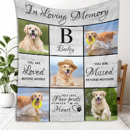Pet Memorial Unik 5 Photo Pet Loss Keepsaké-Hund Fleecefilt