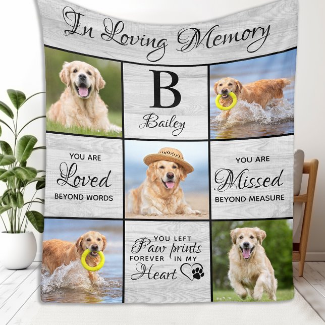 Pet Memorial Unik 5 Photo Pet Loss Keepsaké-Hund Fleecefilt (Skapare uppladdad)