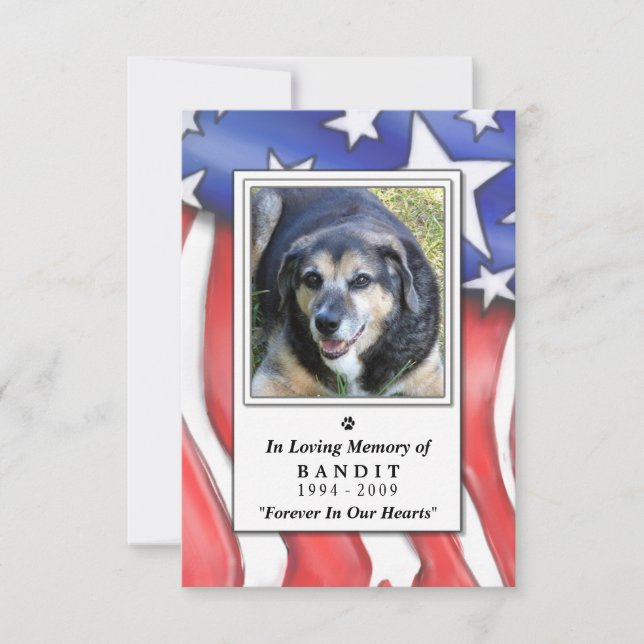 Pet-minneskort 3,5" x5" - USA flagga Inbjudningar (Framsida)
