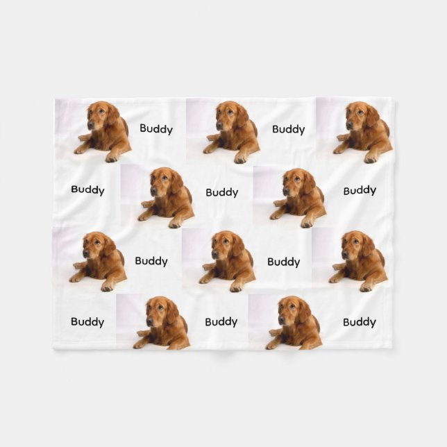Pet Name And Photo Editable Fleece Blanket (Framsidan (Horisontell))