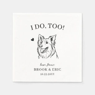 Pet Namn Gräns Collie Lineart Hund Bröllop Pappersservett