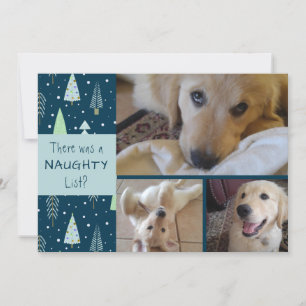 Pet Naughty eller Nice Blue Träd 3 Foton Julkort