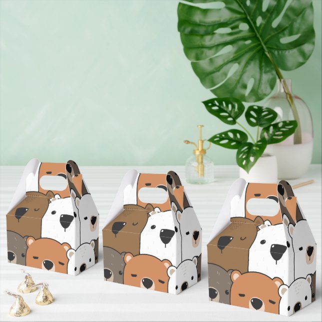 pet party med söta björnhuvuden presentaskar (Multipel)