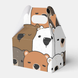 pet party med söta björnhuvuden presentaskar