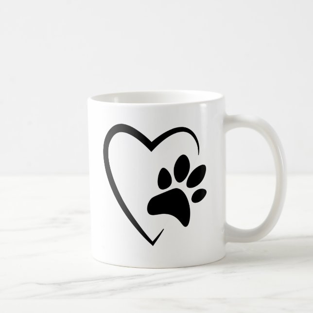 Pet Paw Print Heart Mugg (Höger)