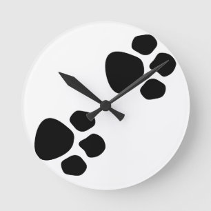 Pet Paw Print Wall Art på Bild Ledge Rund Klocka