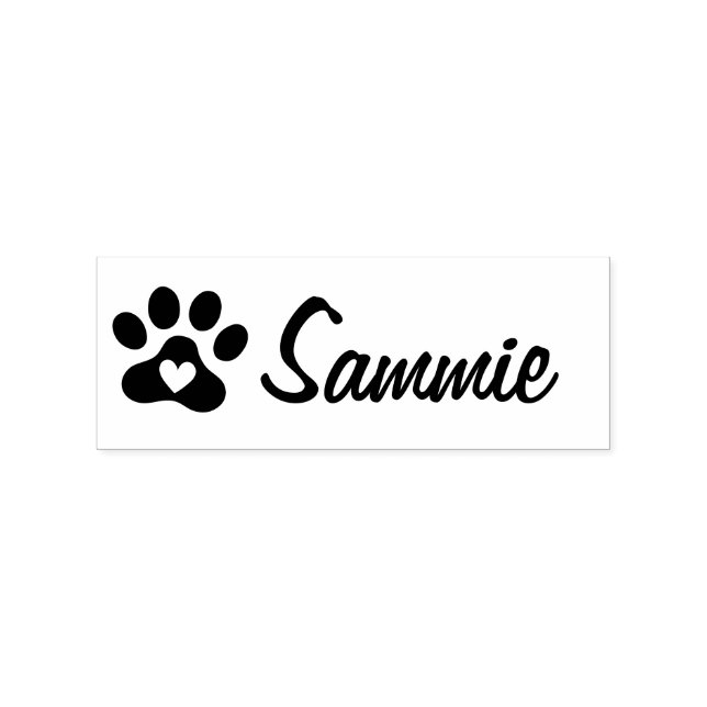 Pet paw print with heart custom cat dog name stämpel (Tryck)