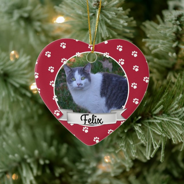 Pet Paw Skriv ut fotokeepsaké Ceramic Ornament (Träd)